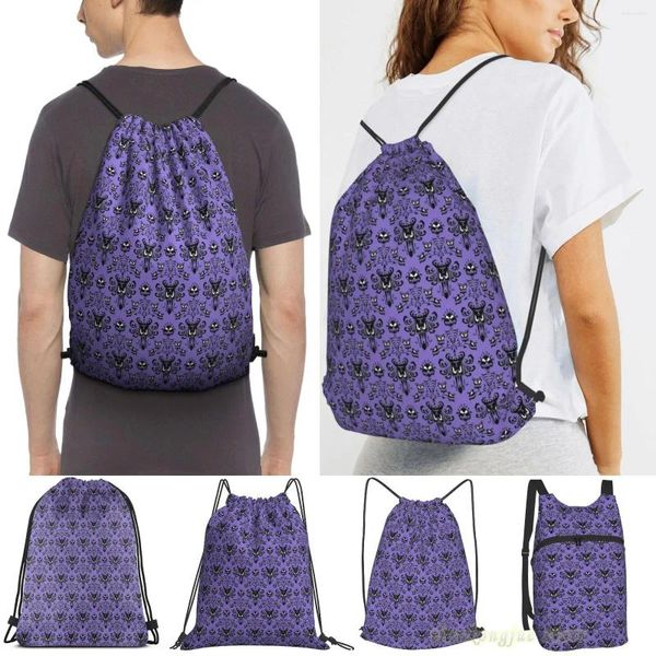 Bolsas de compras Hombres Viajes al aire libre Mochila con cordón Mansión encantada Papel tapiz (azulejo) Mujeres 2023 Bolsa deportiva Fitness Natación