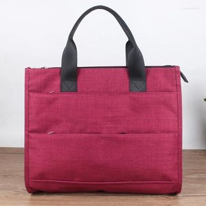 Bolsas de compras Oficina para hombres y mujeres Bolsa de archivos de mano Moda casual Negocios de gran capacidad Tela Oxford roja