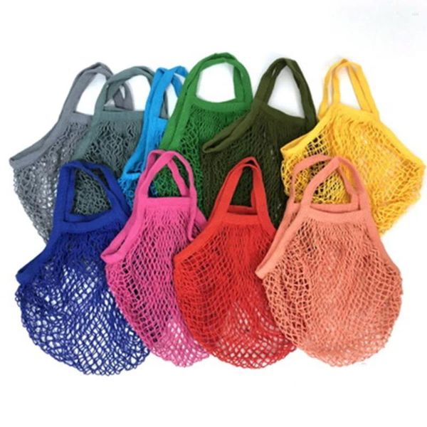 Sacs à provisions Mesh Net Sac Handle Handle épaule réutilisable Fruit String Grocker Shopper Coton Tote tissé