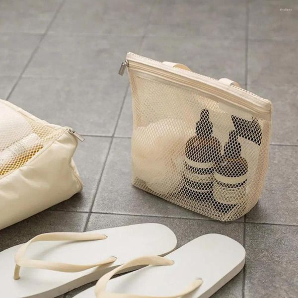 Bolsas de compras Bolsa de aseo de malla con asa portátil Cremallera Secado rápido Servicio pesado Gran capacidad Ducha Organizador de maquillaje de viaje