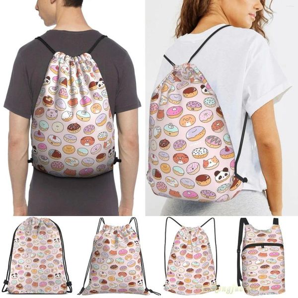 Bolsas de compras ¡Mmm donas! Mochila con cordón para hombre, mochilas de viaje al aire libre para mujer, bolsa de entrenamiento de gimnasia para natación y Fitness