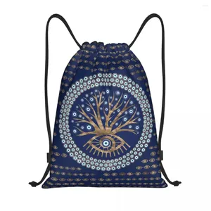 Bolsas de compras Mystic Evil Eye Tree of Life Men Women Mujeres plegables Sports Gym Sackpack griego Mati Amulet Almacenamiento Mochilas de almacenamiento