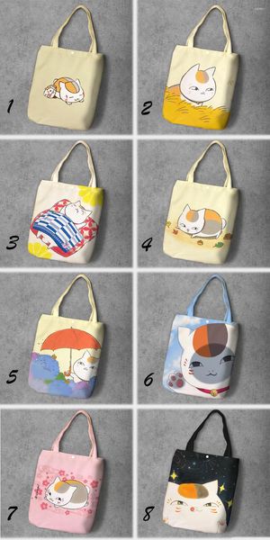 Bolsos de compras Natsume Yuujinchou Madara, bolso de lona con estampado de dibujos animados, gran capacidad, bolso personalizado, moda para mujer, hombro informal