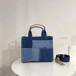 Sacs à provisions Net rouge nouvelle mode denim lettre fourre-tout sac à main contraste couleur épissage loisirs une épaule diagonale croix sac Fashio267h