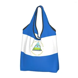 Bolsas de compras Pegatinas de la bandera de Nicaragua Bolsa de asas de comestibles Mujeres Kawaii Orgulloso Shopper Patriótico Hombro Bolso de gran capacidad