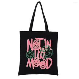 Boodschappentassen Niet in de stemming Tas voor vrouwen Eco Grappige dameshandtassen Totebag Geweven draagtas Casual bakken Shopper Modehandtas