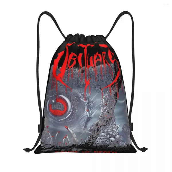 Bolsas de compras Banda obituario Causa de Death Drawstring Sports Mochila Gym Sackpack Metal Music Trae la bolsa de cuerda de ruido