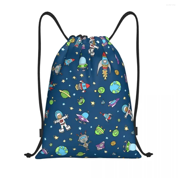 Sacs à provisions extérieures doodle cordon de crampon sac à dos féminins hommes gymnase sport sackpack pliable univers spatial d'entraînement spatial sac