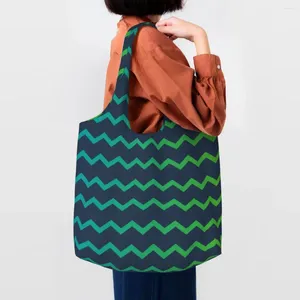 Sacs à provisions motif coloré Zigzag sac d'épicerie toile Shopper fourre-tout épaule grande capacité Durable bohème géométrique sac à main