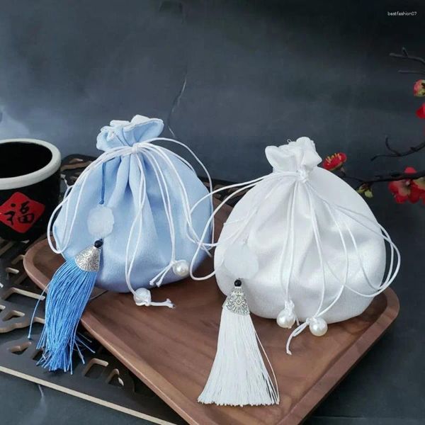 Bolsas de compras con cuentas de perlas Hanfu Tassel Bag Saving String Bols