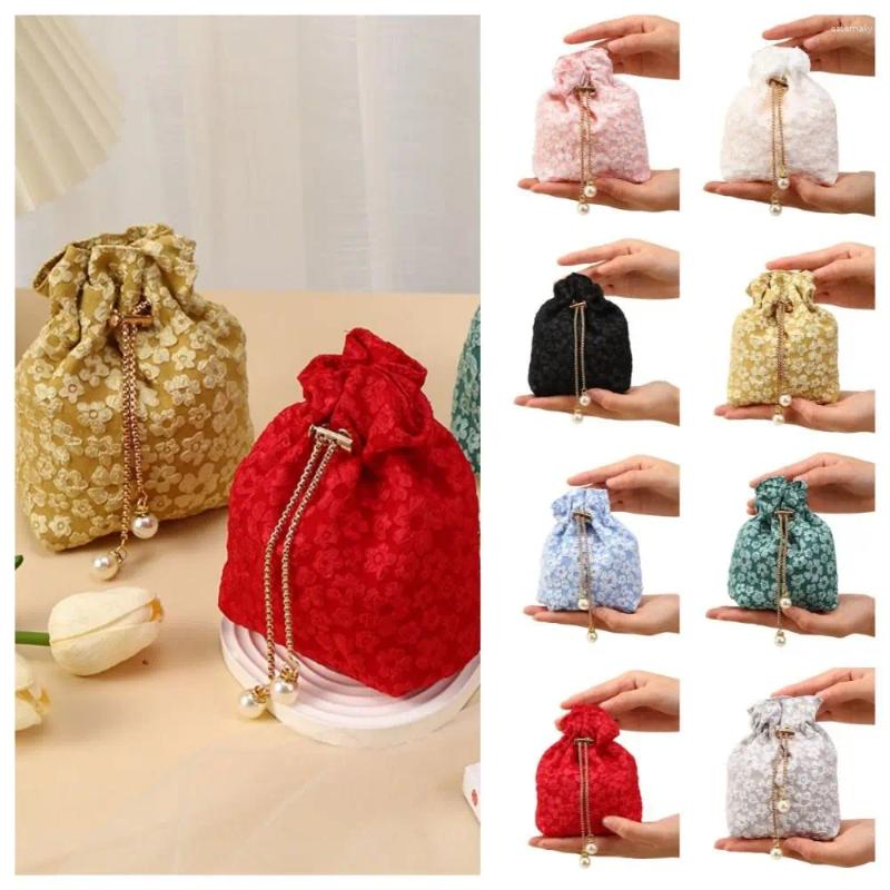 Shopping Bags Pearl Flower Drawstring Bag Large Capacity Chain Wedding Bucket Candy Storage Gift Packing Female/Girls