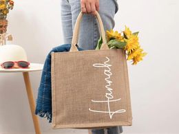 Sacs de courses personnalisés pour demoiselle d'honneur, sac cadeau en Jute personnalisé pour fête d'enterrement de vie de jeune fille, proposition de plage pour mère de la mariée