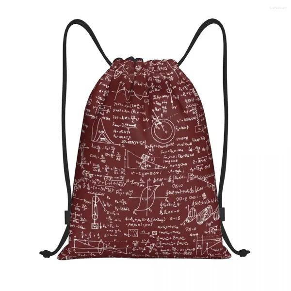 Sacs à provisions Equations de physique Bourgogne à cordon de crampon Sport Sport Gym Sackpack Sac de formation en cadeaux Géométriques pliables