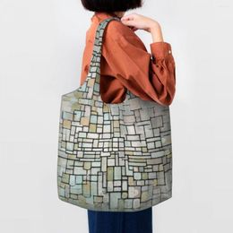 Boodschappentassen Piet Mondriaan Samenstelling nr. II Boodschappentas Abstract Art Canvas Shopper Schoudertas Handtas met grote capaciteit