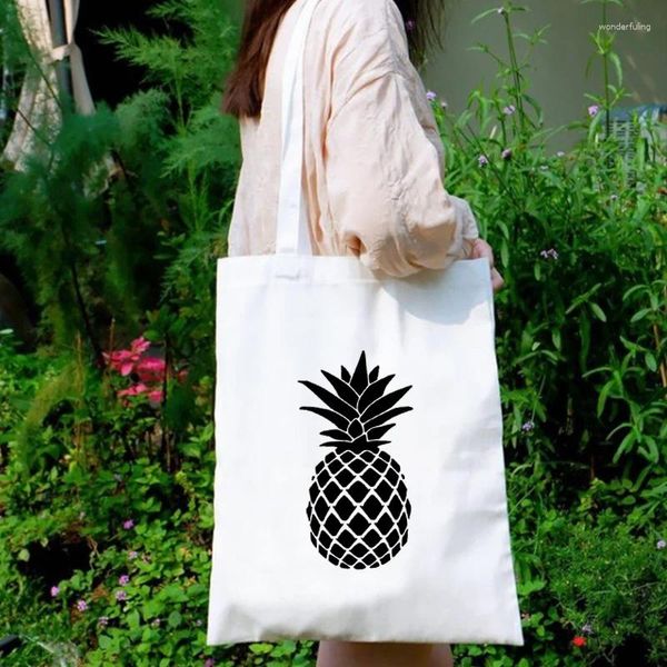 Sacs à provisions Ananas Canvas Sac Femmes Vacation Tote 2024 Holiday Eco Friendly Products Hawaii Casual