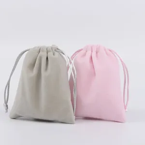 Sacs à provisions Pink Tissu Velvet Bijoux Decoration Cadeau pour la taille de l'entreprise 7x9cm