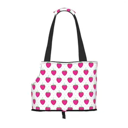 Sacs de courses fraises roses, porte-monnaie pour chien avec poche et attache de sécurité, petit sac fourre-tout d'extérieur pour animaux de compagnie