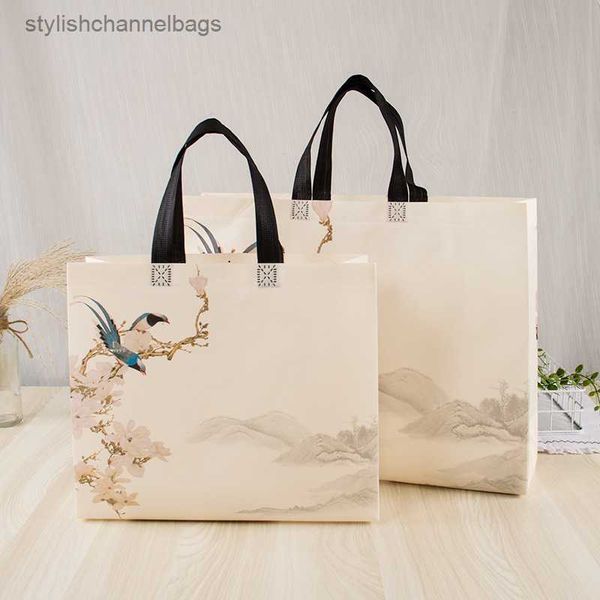 Bolsas de compras Plum Blossom Bolsa de compras ecológica Bolsa plegable reutilizable Bolsa plegable Bolsas de regalo de compras no tejidas de viaje Bolsa de almacenamiento Anuncios de impresión