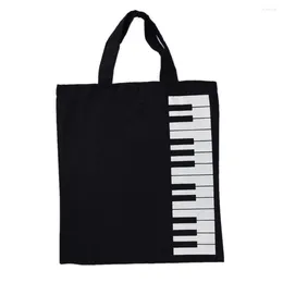 Sacs de courses portables en coton et lin, sac de partition de musique, motif de clavier, Instruments de musique 33x30cm