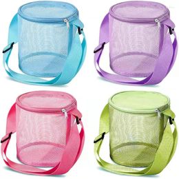 Sacs de courses portables pour enfants, sac de rangement rond pour jouets de plage, Collection de finition, coque en maille