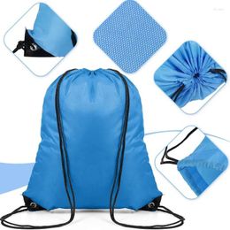 Bolsas de compras Saco de cuerda portátil Poliéster en blanco CINCHA Drawstring para Sports Travel Kids Diy Gift Storage Bag Set 10 Colors