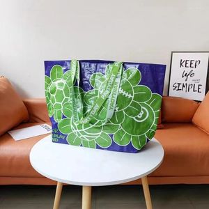 Bolsas de compras PP Bolsa tejida Patrón de flores Hombras reutilizables Totas impermeables supermercados portátiles de bolsos portátiles para el supermercado de viaje