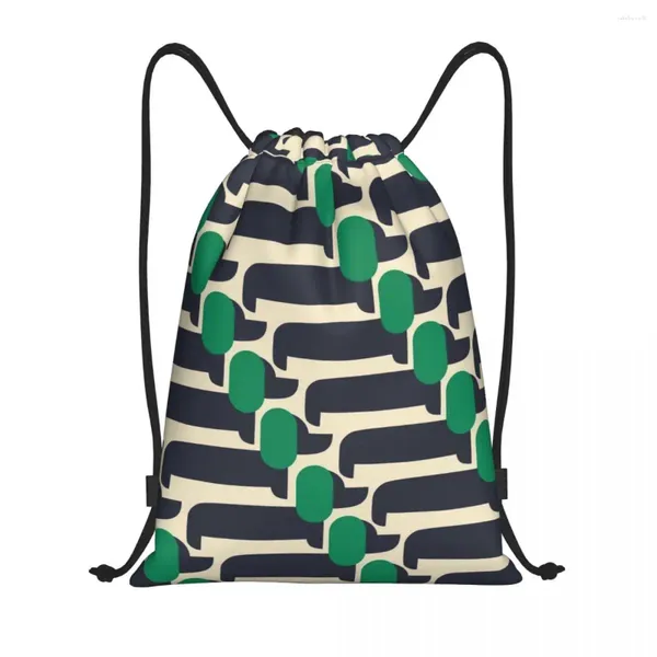 Bolsas de compras Impresión de perros verdes Mochila Bolsa de gimnasia deportiva para mujeres Orla Kiely Training Sackpack