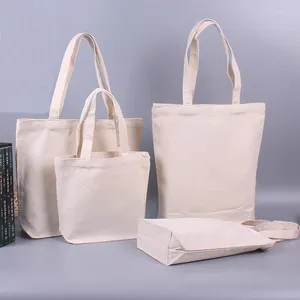 Sacs à provisions Promotionnels 100pcs / lot Étudiants Femmes Utiliser le coton Coton Custom Eco-Friendly Recyclable Canvas Linen Natural Color Bag de couleur
