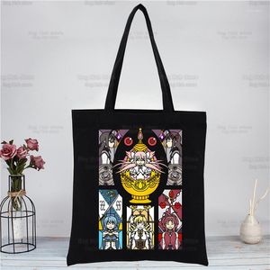 Shopping Bags Puella Magi Madoka Magica Tote Bag Design Original Noir Unisexe Voyage Toile Eco Pliable Shopper