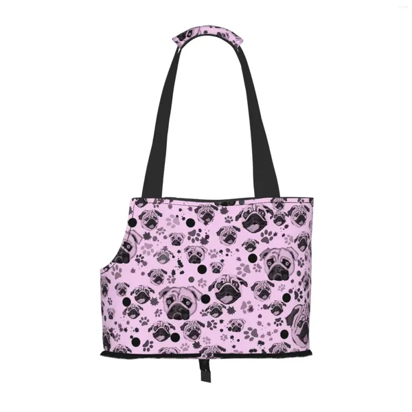 Sacs de courses Pug Life Pink Dog, porte-monnaie avec poche et attache de sécurité, petit sac fourre-tout d'extérieur pour animaux de compagnie