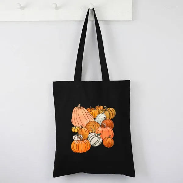 Sacs à provisions Pumpkin Time Canvas Bag Cartoon Tote réutilisable 2024 Halloween Party Cute Girls Gift