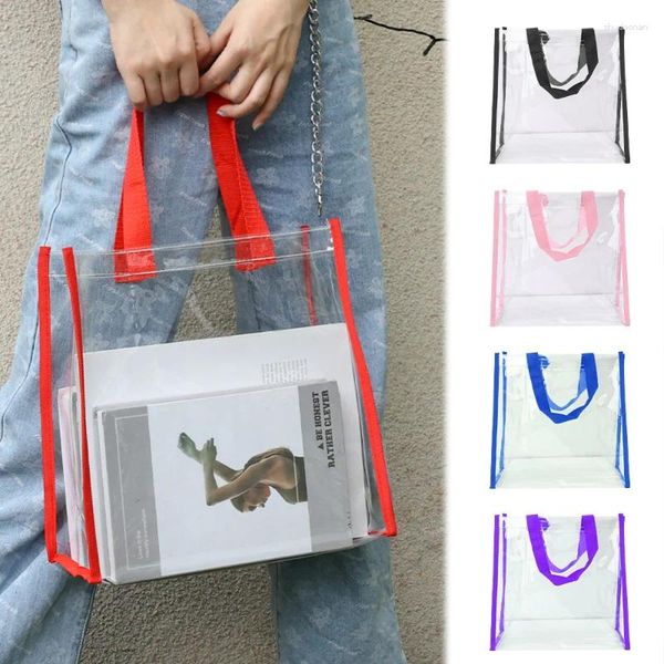 Bolsas de compras Bolso transparente de PVC Color caramelo Gran capacidad Bolso de hombro impermeable Lady Shopper Bolsa de playa de verano