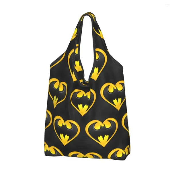 Bolsas de compras Reciclaje CuteLittle Animals Bat Man Bag Mujeres Tote Símbolo portátil Comprador de comestibles