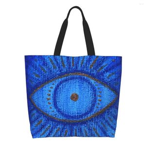 Boodschappentassen Recycling Hand Van Fatima Oogzak Vrouwen Schouder Canvas Tote Wasbare Hamsa Amulet Boodschappen Shopper