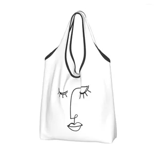 Sacs à provisions recyclage une ligne visage sac d'art femmes fourre-tout portable Pablo Picasso épicerie Shopper
