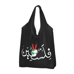 Boodschappentassen Recycling Palestina Arabische kalligrafie Naam met Palestijnse vlag Handtas Dames Tote Draagbare shopper