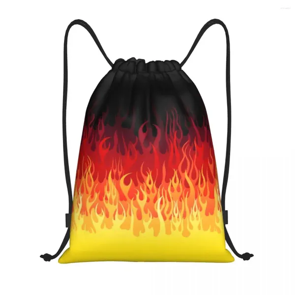 Sacs à provisions rouge brûlant feu course flammes sac à cordon hommes femmes pliable sport sac à dos de formation sacs à dos