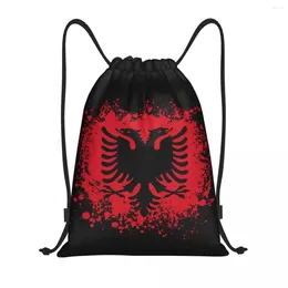 Sacs de courses rétro drapeau albanais, sac à dos avec cordon de serrage, pour femmes et hommes, sac de Sport, sac à dos Portable albanais