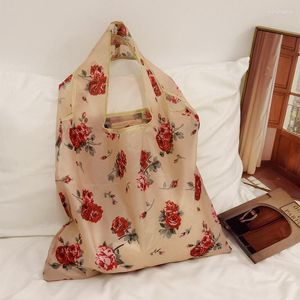 Shopping Bags Retro Rose Tote Bag Réutilisable Épicerie Léger Durable Lavable Pliable Cadeau