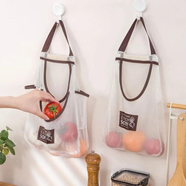 Bolsas de compras Reutilizables malla de almacenamiento para colgar bolsas fuertes duraderas/bolso de almacenamiento para cebollas de papas garlics o bolsa de basura
