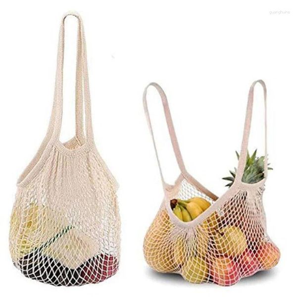 Sacs à provisions Sac en filet réutilisable Poignée pliable épaule Fruit String Grocery Shopper Coton Tote Toven Net