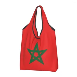 Sacs de courses réutilisables avec drapeau du maroc pour femmes, fourre-tout Portable marocain fier patriotique, épicerie