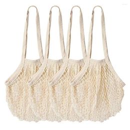 Sacs à provisions réutilisables 4 pack Pack Extra Handle Mesh Cotton Grocery Eco-Friendly Washable