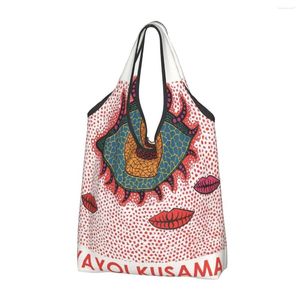 Sacs à provisions réutilisables Yayoi Kusama japonais pour l'épicerie pliable peinture artistique épicerie lavable grand fourre-tout