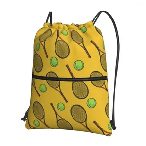 Sacs à provisions Sac à portée de tennis sportives réversibles Sac à dos avec Zipper Pocket Gym Sackpack Tennis Ball Équipement