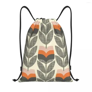 Boodschappentassen Rose Bud Orange Orla Kiely print Drawpack Backpack Dames Men Men Sport Gym Sackpack Portable Training Bag Sack