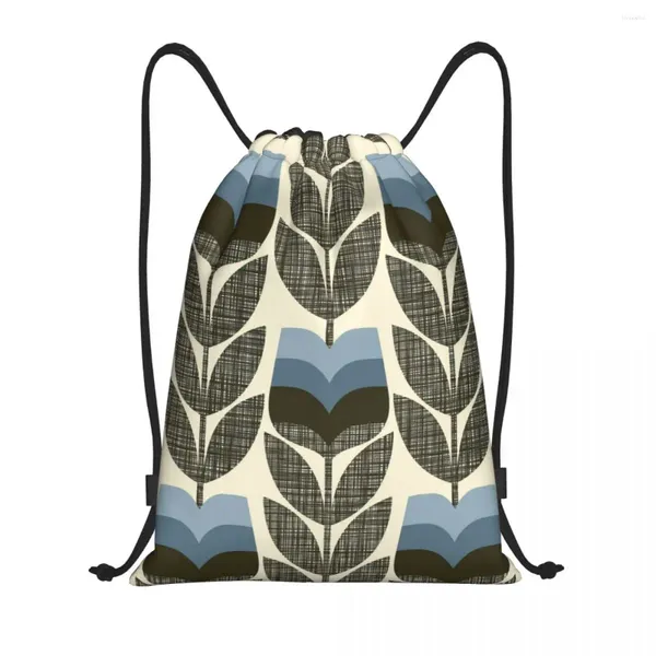 Bolsas de compras Bud Powder Blue Orla Kiely Print Drawstring Mochila Mujeres Men Sport Gym Sackpack Sackle plegable