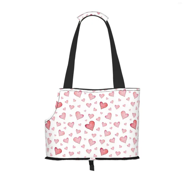 Bolsas de compras Rose Love Heart Dog Monedero Portador con bolsillo y correa de seguridad Pequeño lado suave para mascotas Bolsa de asas al aire libre