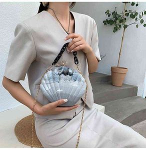 Boodschappentassen shell schouder vrouwen acryl leuke crossbody ketting kleine draagmode meisje zomer nieuwe kwaliteit designer handtas 220301