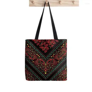 Bolsas de compras Shopper Classic Acid Black Bandana Print Tote Bag Mujeres Harajuku Bolso Chica Hombro Lady Canvas